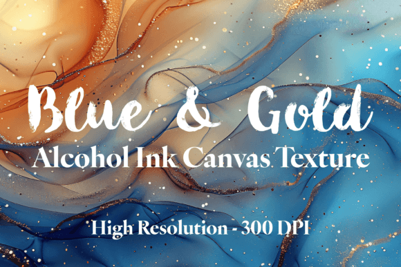 Download Blue &amp; Gold Alcohol Ink Canvas Texture - Canvas texture Collection