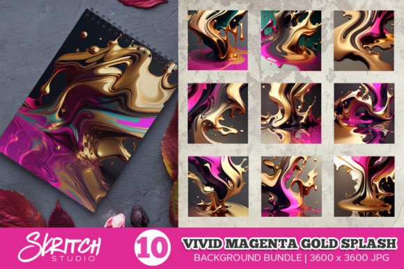 Download Vivid Magenta Gold Splash Backgrounds - Background Collection