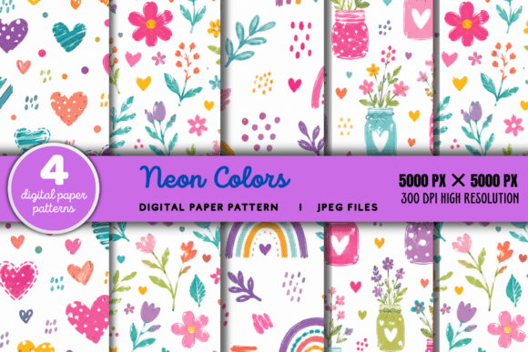 Download Bright Neon Pattern Background - Background Collection