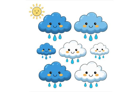 Download Vector Art of Cute Cartoon Clouds - Vector Collection