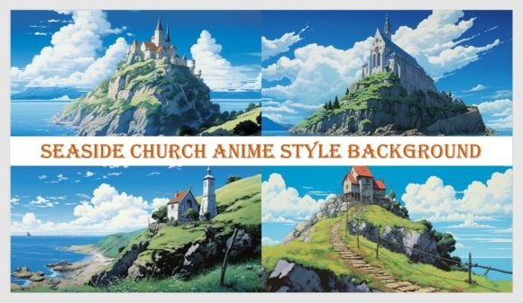 Download Seaside Church Anime Style Background - Background Collection