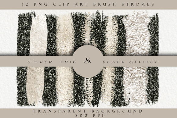 Download Silver Foil &amp; Black Glitter Brush Stroke - Oil Collection
